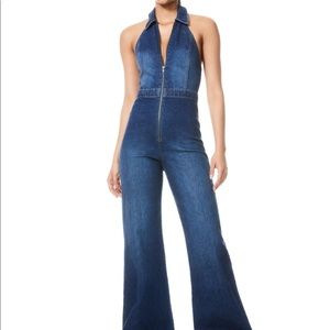 Alice & Olivia denim halter jumpsuit! New!